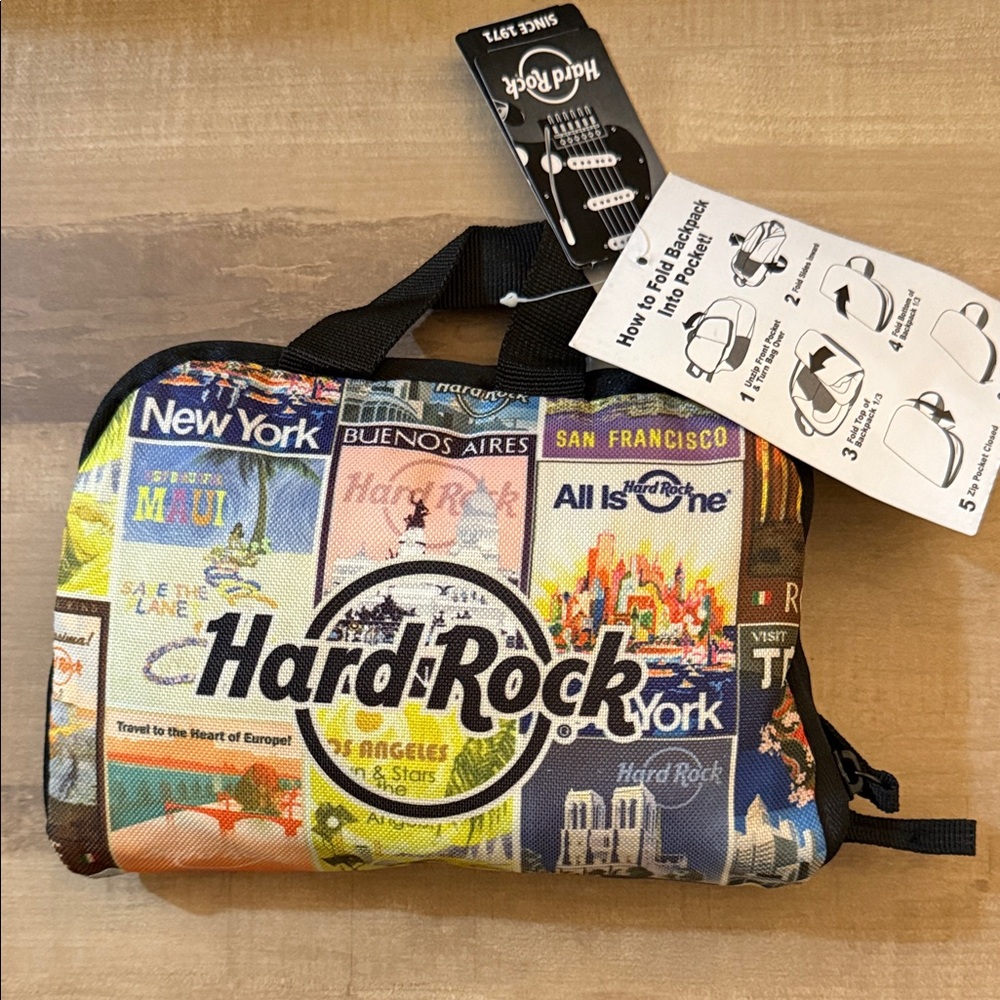 Hard Rock Travel Pocket Backpack with City Prints